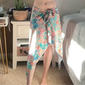 Y2K tropical tie waist skirt / bikini cover up
